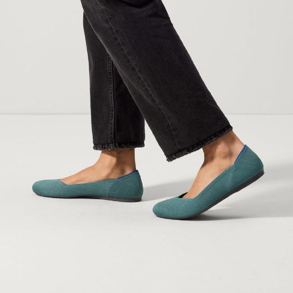 Rothy's The Flache Flache Schuhe Damen Blau Olivgrün | ZDENQ18199