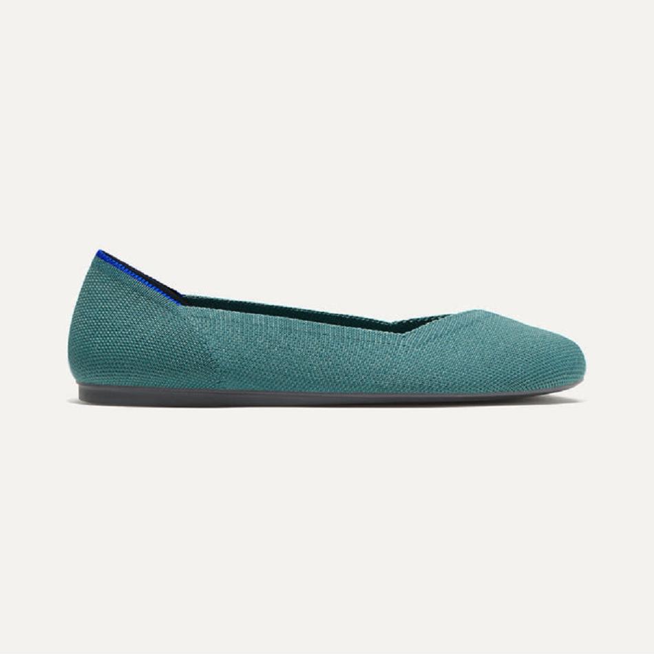 Rothy's The Flache Flache Schuhe Damen Blau Olivgrün | ZDENQ18199