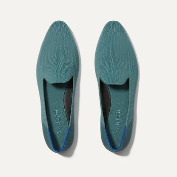 Rothy's The Almond Loafer Flache Schuhe Damen Blau Olivgrün | ZDENQ99530